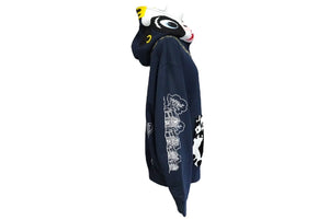 A BATHING APE アベイシングエイプ ホルスタイン フルジップアップパーカー コットン ネイビー 刺繍 サイズM 美品 中古 60541