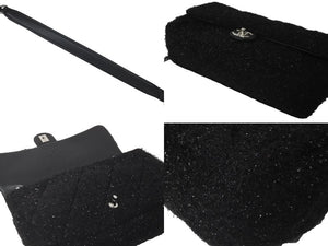 極美品 CHANEL シャネル マトラッセ プールトゥ グリッター チェーン ショルダーバッグ 24番台 ブラック シルバー金具 中古 60544