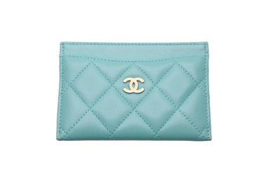 CHANEL シャネル カードケース マトラッセ ココマーク ラムスキン グリーン 27番台 ゴールド金具 美品 中古 60545