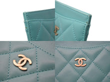 Load image into Gallery viewer, CHANEL シャネル カードケース マトラッセ ココマーク ラムスキン グリーン 27番台 ゴールド金具 美品 中古 60545