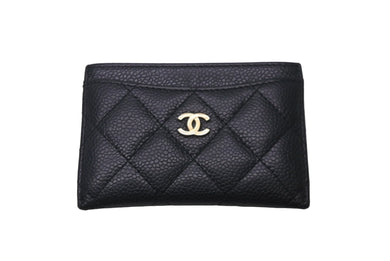 極美品 CHANEL シャネル カードケース 22番台 ココマーク ブラック キャビアスキン ゴールド金具 中古 60548
