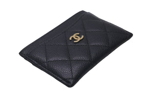 極美品 CHANEL シャネル カードケース 22番台 ココマーク ブラック キャビアスキン ゴールド金具 中古 60548