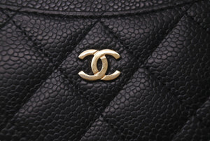 極美品 CHANEL シャネル カードケース 22番台 ココマーク ブラック キャビアスキン ゴールド金具 中古 60548