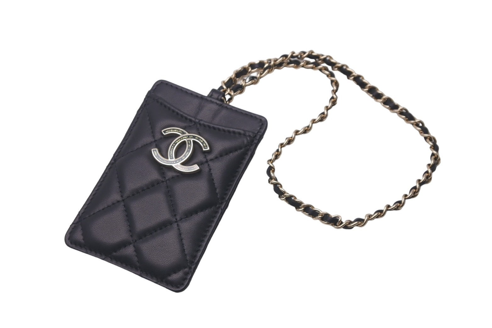 極美品 CHANEL シャネル カードケース マトラッセ チェーン