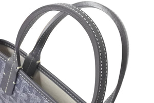極美品 GOYARD ゴヤール ハンドバッグ ポワティエ ヘリンボーン柄 グレー ホワイト 中古 60553