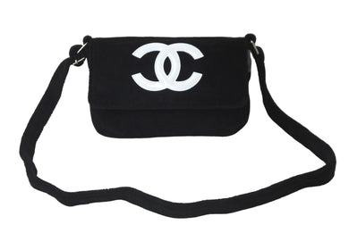 CHANEL シャネル ショルダーバッグ ココマーク パイル ブラック シルバー金具 ノベルティー 美品 中古 60555