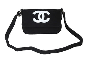 CHANEL シャネル ショルダーバッグ ココマーク パイル ブラック シルバー金具 ノベルティー 美品 中古 60555