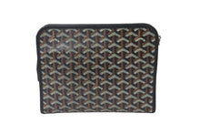 画像をギャラリービューアに読み込む, GOYARD ゴヤール クラッチバッグ ジュバンスMM ヘリンボーン柄 ブラック ブラウン シルバー金具 美品 中古 60556