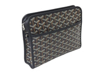 画像をギャラリービューアに読み込む, GOYARD ゴヤール クラッチバッグ ジュバンスMM ヘリンボーン柄 ブラック ブラウン シルバー金具 美品 中古 60556