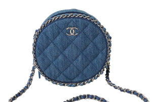 新品同様品 CHANEL シャネル ショルダーバッグ ココマーク 28番台 マトラッセ デニム ブルー シルバー金具 中古 60565
