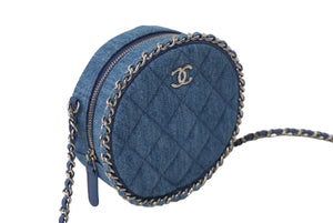 新品同様品 CHANEL シャネル ショルダーバッグ ココマーク 28番台 マトラッセ デニム ブルー シルバー金具 中古 60565
