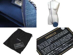 新品同様品 CHANEL シャネル ショルダーバッグ ココマーク 28番台 マトラッセ デニム ブルー シルバー金具 中古 60565
