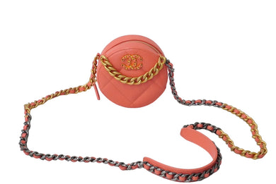 CHANEL シャネル ショルダーバッグ チェーン ココマーク ラムスキン ラウンド型 ピンク ゴールド金具 美品 中古 60566