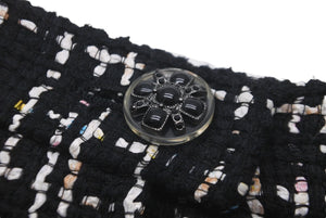 極美品 CHANEL シャネル ツイード パンツ マルチカラー ブラック ビジュー ジップ ボトムス P61105V46414 サイズ34 中古 60575
