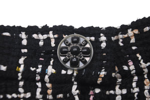 極美品 CHANEL シャネル ツイード パンツ マルチカラー ブラック ビジュー ジップ ボトムス P61105V46414 サイズ34 中古 60575