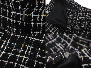 極美品 CHANEL シャネル ツイード パンツ マルチカラー ブラック ビジュー ジップ ボトムス P61105V46414 サイズ34 中古 60575