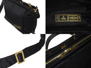 極美品 FENDI フェンディ × PORTER ポーター 2WAYハンドバッグ ピーカブー 7VA388 ナイロン ブラック ゴールド金具 中古 60590
