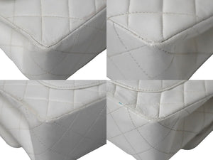 CHANEL シャネル チェーンショルダーバッグ Wフラップ マトラッセ 5番台 1998年 カーフ ホワイト シルバー金具 美品 中古 60597