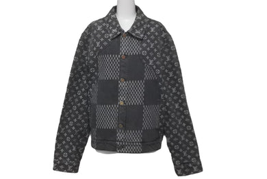 LOUIS VUITTON ルイヴィトン ジャイアントダミエウェーブスモノグラムデニムジャケット NIGO 46 HJA11WUZC A435 美品 中古 60603