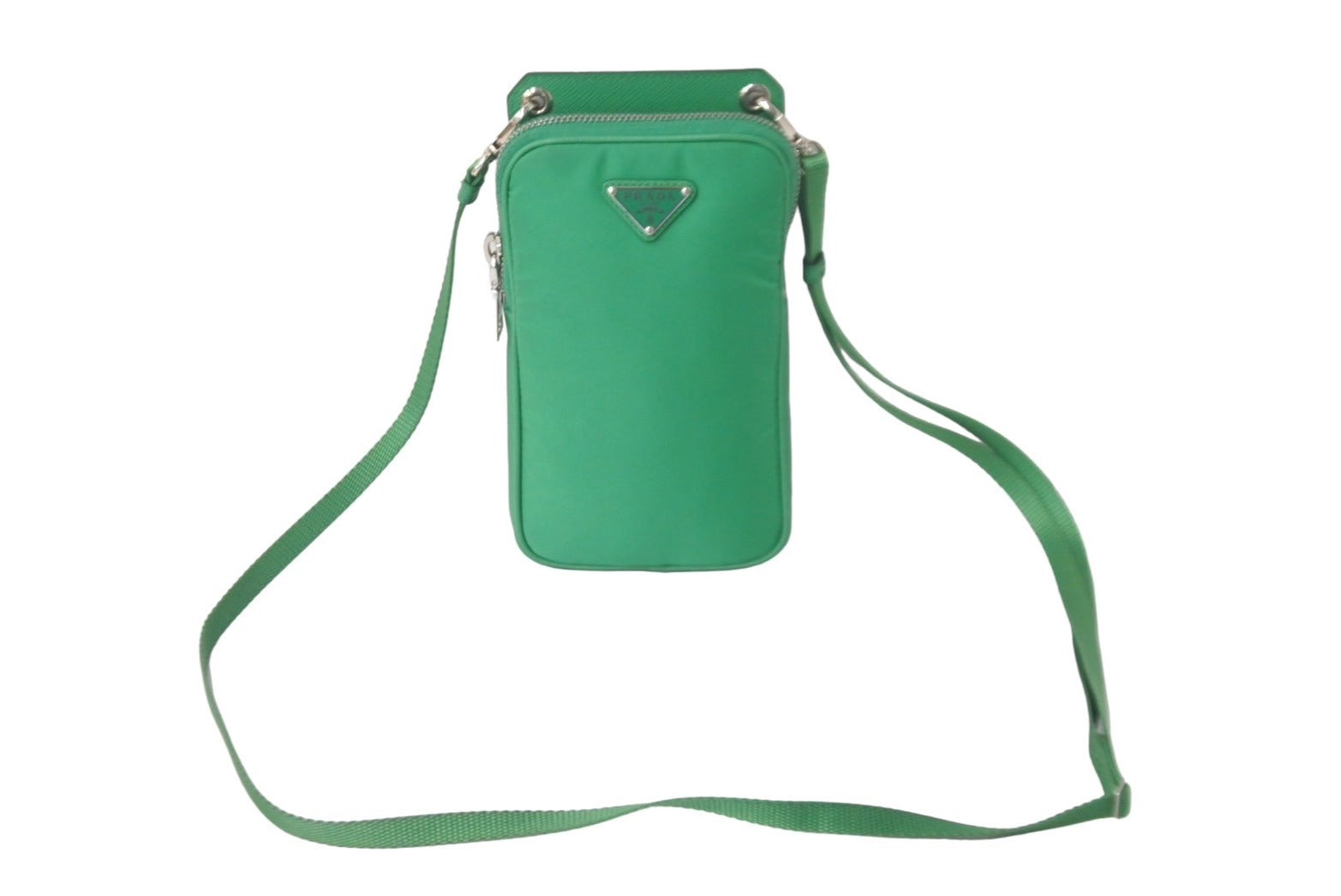 PRADA プラダ 三角ロゴ ナイロン ショルダーバッグ カーキ 白