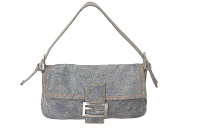 FENDI フェンディ ハンドバッグ 8BR000 00NU6 F0QA1 マンマバケット デニムネーロ シルバー金具 良品 中古 60630 
