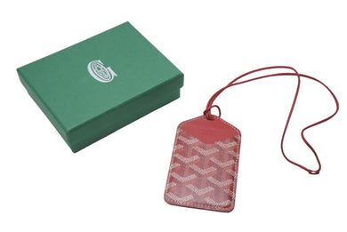 GOYARD ゴヤール パスケース カードケース カードホルダー ショワズール ストラップ レッド ヘリンボーン 美品 中古 60642
