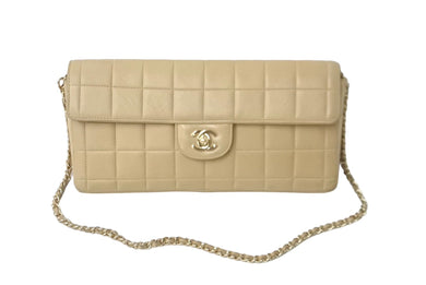 CHANEL シャネル チョコバー チェーンショルダーバッグ ラムスキン 7番台 ベージュ ココマーク ゴールド金具 美品 中古 60670