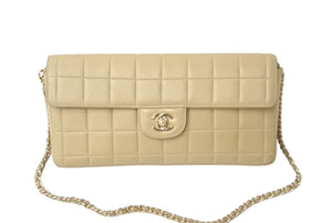 CHANEL シャネル チョコバー チェーンショルダーバッグ ラムスキン 7番台 ベージュ ココマーク ゴールド金具 美品 中古 60670