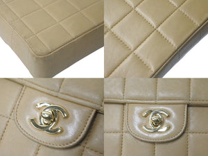 CHANEL シャネル チョコバー チェーンショルダーバッグ ラムスキン 7番台 ベージュ ココマーク ゴールド金具 美品 中古 60670