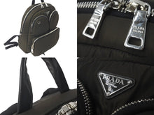 画像をギャラリービューアに読み込む, 極美品 PRADA プラダ リュック バックパック TESSUTO ナイロン レザー カーキ オレンジ 1BZ058 シルバー金具 中古 60675 