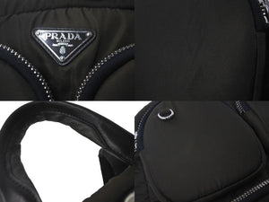 極美品 PRADA プラダ リュック バックパック TESSUTO ナイロン レザー カーキ オレンジ 1BZ058 シルバー金具 中古 60675 