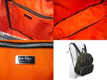画像をギャラリービューアに読み込む, 極美品 PRADA プラダ リュック バックパック TESSUTO ナイロン レザー カーキ オレンジ 1BZ058 シルバー金具 中古 60675 