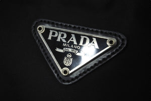 PRADA プラダ リュック ナイロン NERO ブラック トライアングルロゴ ナイロン レザー B4650F シルバー金具 美品 中古 60677 