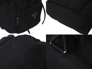 PRADA プラダ リュック ナイロン NERO ブラック トライアングルロゴ ナイロン レザー B4650F シルバー金具 美品 中古 60677 