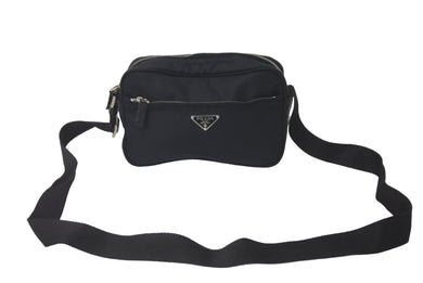 PRADA プラダ ショルダーバッグ トライアングルロゴ NERO ブラック ナイロン BT0167 シルバー金具 良品 中古 60680