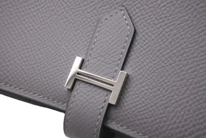 新品同様 HERMES エルメス 長財布 べアンスフレ A刻印 ヴォーエプソン グリムエット シルバー金具 中古 60688