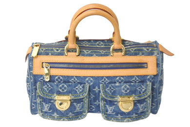 極美品 LOUIS VUITTON ルイヴィトン ハンドバッグ ネオスピーディ M95019 モノグラムデニム ゴールド金具 中古 60691