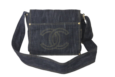 CHANEL シャネル ショルダーバッグ メッセンジャーバッグ A31987 10番台 2006 デニム インディゴ ゴールド金具 美品 中古 60701