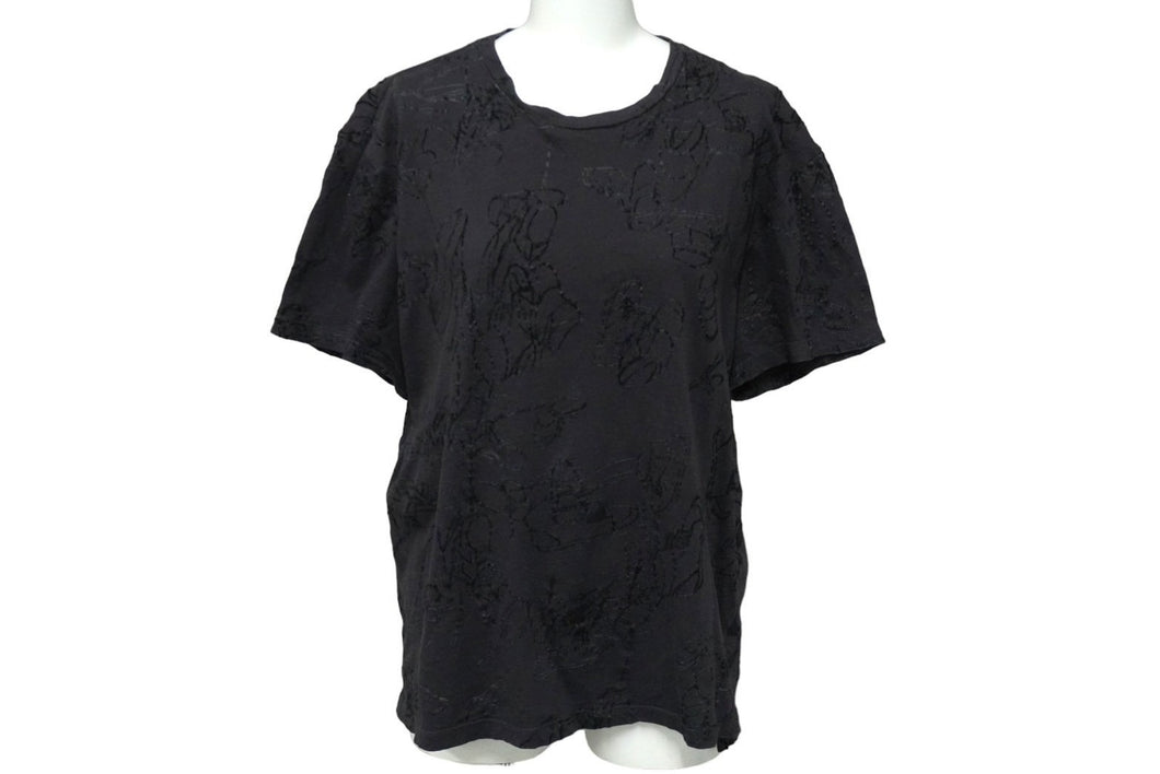 LANVIN ランバン 半袖Ｔシャツ 総柄プリント 靴柄 コットン グレー スリット入り M20TS4B008 良品 中古 60706