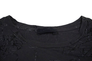 LANVIN ランバン 半袖Ｔシャツ 総柄プリント 靴柄 コットン グレー スリット入り M20TS4B008 良品 中古 60706