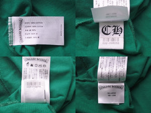 極美品 CHROME HEARTS クロムハーツ オレンジホースシューロングスリーブＴシャツ レーベル ロゴ コットン グリーン XXL 中古 60754