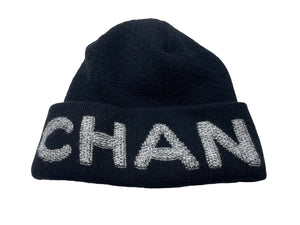 CHANEL シャネル ニットキャップ ニット帽 ココマーク 21AW ウール カシミヤ ブラック21AW 美品 中古 60781