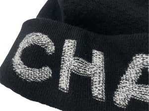 CHANEL シャネル ニットキャップ ニット帽 ココマーク 21AW ウール カシミヤ ブラック21AW 美品 中古 60781