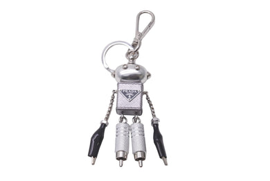 同じく PRADA プラダ キーホルダー キーチャーム サフィアーノレザー ロボットキーリング トリック シルバー 1TR101 中古 60784 
