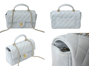 CHANEL シャネル ショルダーバッグ マトラッセ トップハンドル ミニフラップバッグ AS2431 ゴールド金具 美品 中古 60805