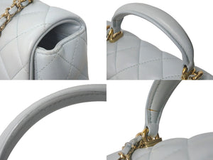 CHANEL シャネル ショルダーバッグ マトラッセ トップハンドル ミニフラップバッグ AS2431 ゴールド金具 美品 中古 60805