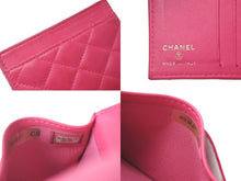 Load image into Gallery viewer, CHANEL シャネル マトラッセ カードケース 二つ折り 21番台 ラムスキン ピンク ゴールド金具 美品 中古 60808