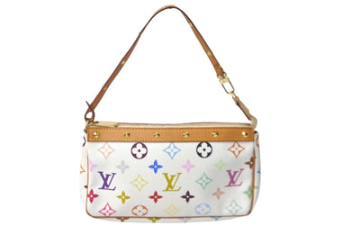 LOUIS VUITTON ルイヴィトン 村上隆 ホワイト ポシェットアクセソワール マルチカラー M92649 美品 中古 60813