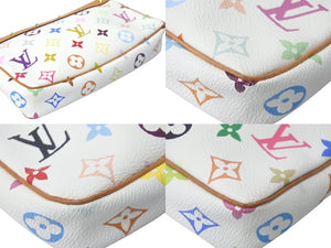 LOUIS VUITTON ルイヴィトン 村上隆 ホワイト ポシェットアクセソワール マルチカラー M92649 美品 中古 60813