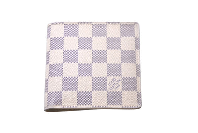 LOUIS VUITTON ルイ ヴィトン 二つ折り財布 ポルトフォイユ マルコ N60018 ダミエアズールキャンバス ホワイト 良品 中古 60814
